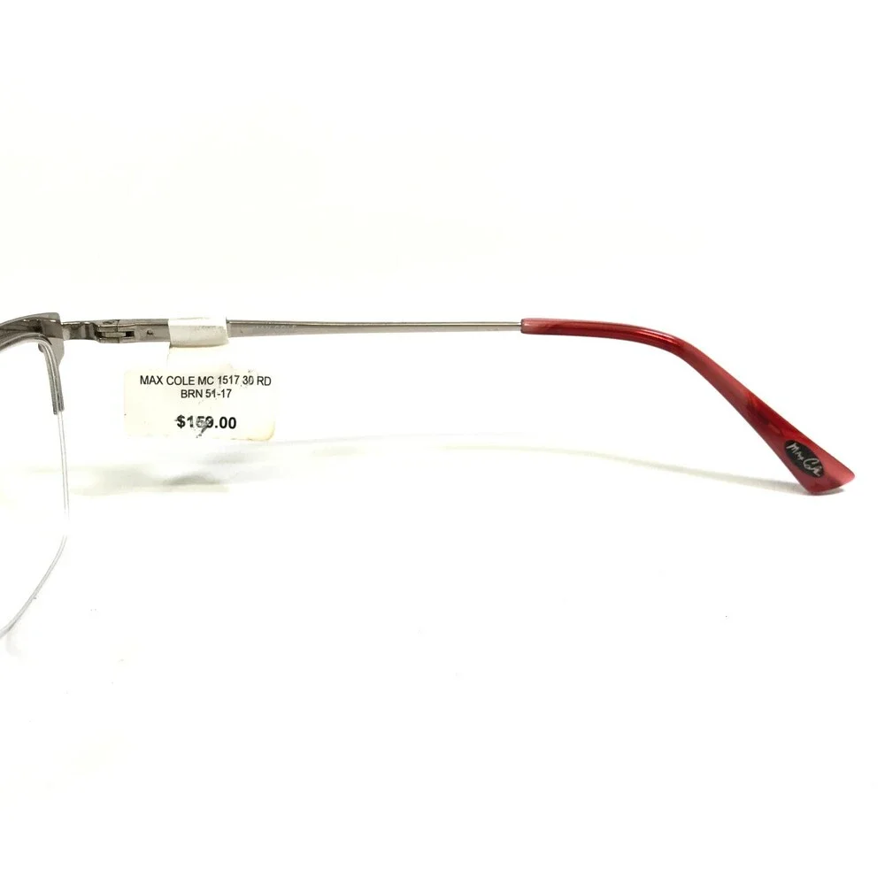 Max Cole Eyeglasses Frames MC 1517 COL 30 Red Silver Cat Eye Square 51-17-140